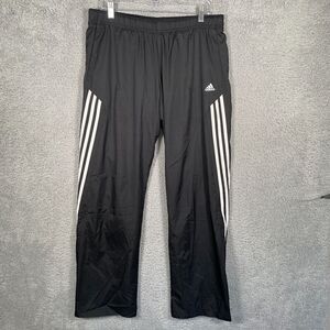 Adidas Windbreaker Track Pants Men Medium Black 31" 3 Stripe - No Pockets